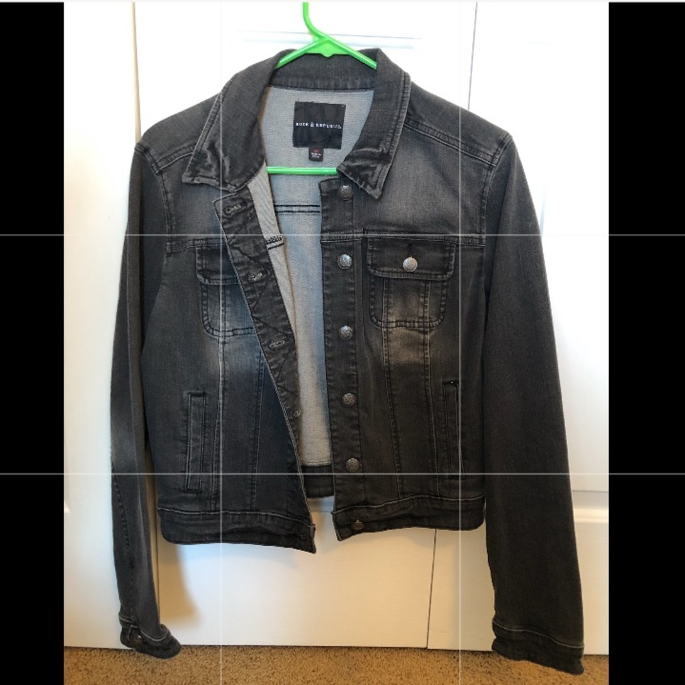 Distressed Black denim jacket